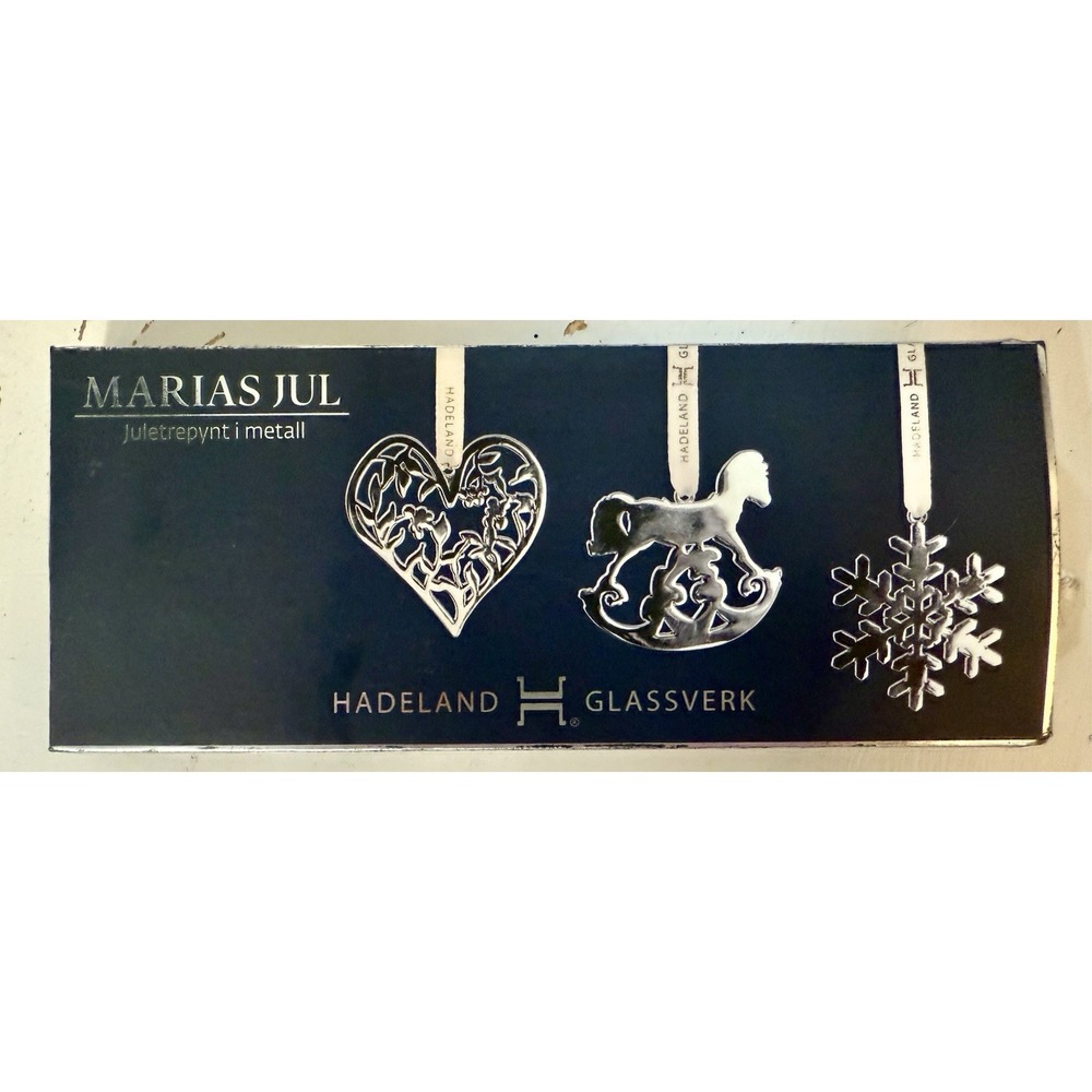 Hadeland Glassverk Marias Jul Metal Ornament Set 3 Norway Boxed